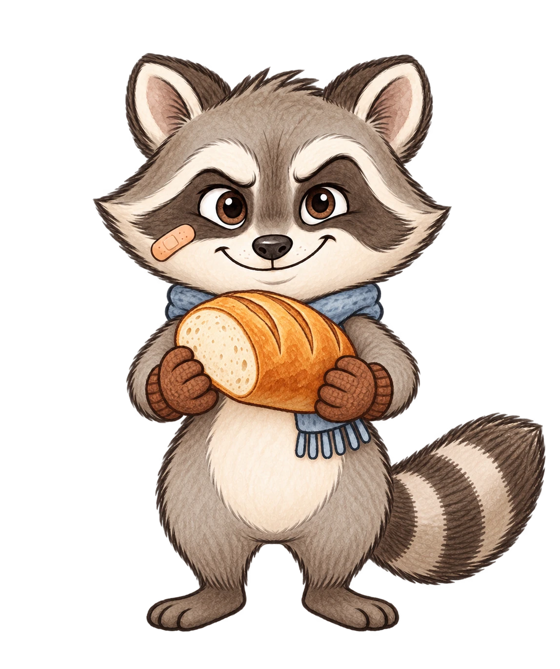 Rocco grins mischievously while holding a loaf of bread